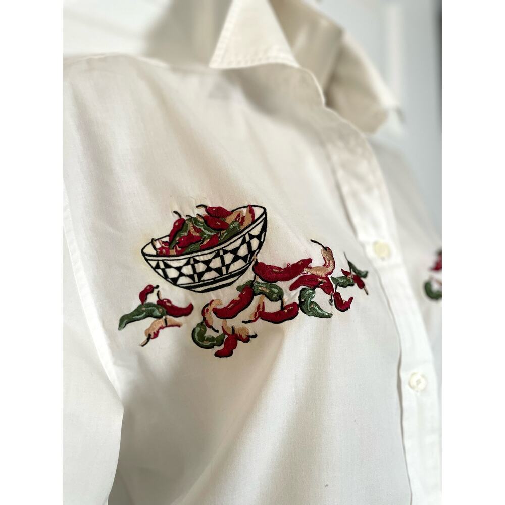Vintage Chili Pepper Top, Witt's End, Button Up, Embroidered,‎ New Cond. Small - Picture 5 of 7